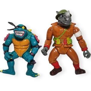 TNMT 4" Vintage Slash 1990 5" Doughboy Rocksteady 1992 Action Figures Pre-owned